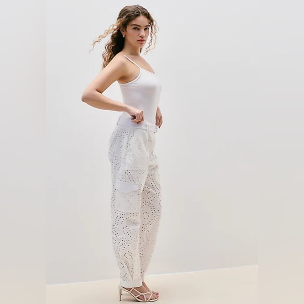 Express Super High Waisted Eyelet Belted Cargo Joggers